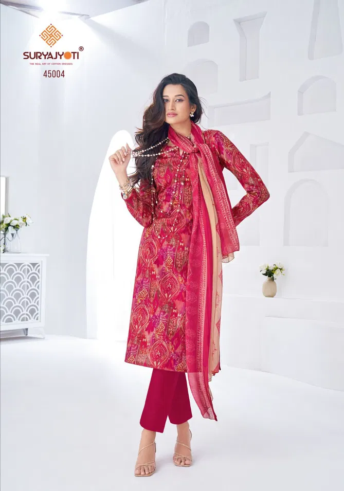 Naishaa Vol 45 By Suryajyoti Jam Satin Printed Dress Material Suppliers In India